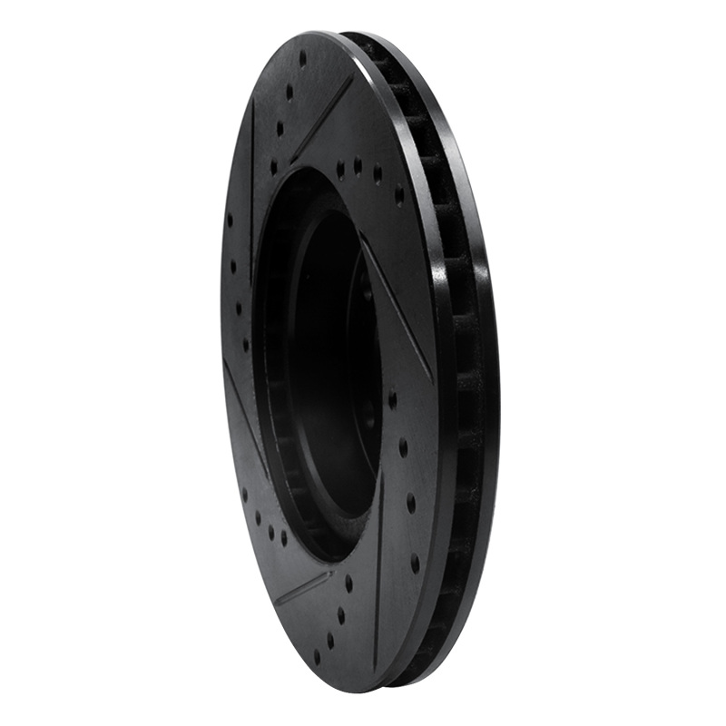 Subaru Impreza Brake Rotor (1) - Front Right - R1 Concepts - Drilled & Slotted - Black - `17-`23